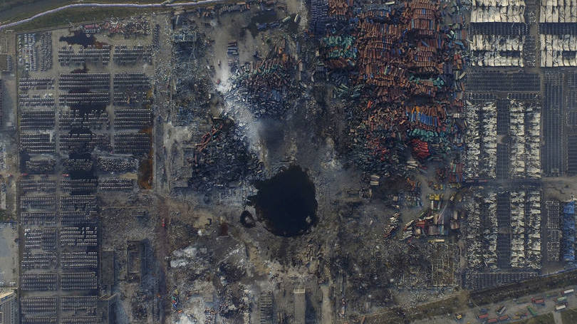 Vista aérea de Tianjin: as explosões foram causadas pela combustão de materiais perigosos, armazenados de forma "inadequada e ilegal"