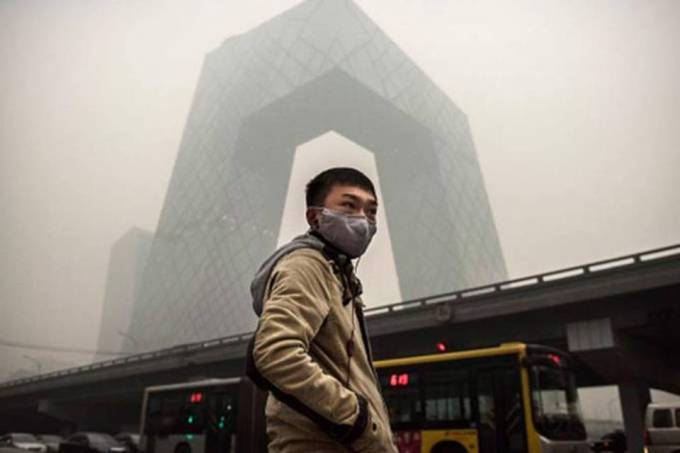 China: um cobertor de poluição atmosférica cobre a capital e arredores