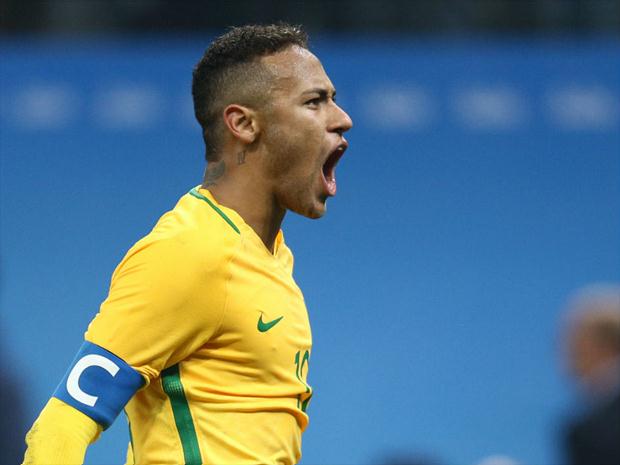 Neymar marcou o primeiro gol da Seleção Brasileira contra a Colômbia, seu primeiro em toda a Olimpíada