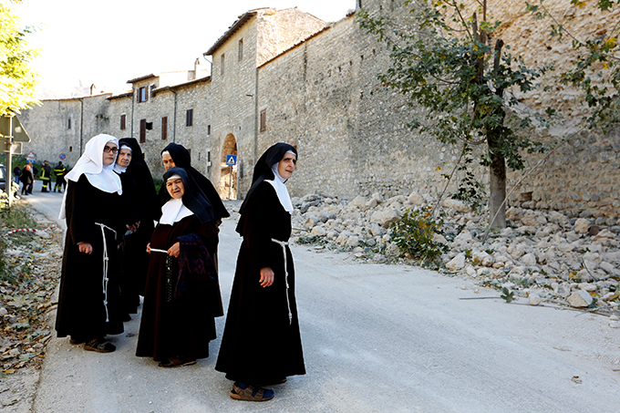 A comuna de Norcia, que fica na província de Perugia, foi quase que totalmente destruída no terremoto 