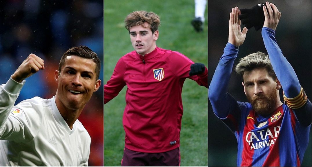 Cristiano Ronaldo, Lionel Messi e Antoine Griezmann disputam o prêmio em janeiro