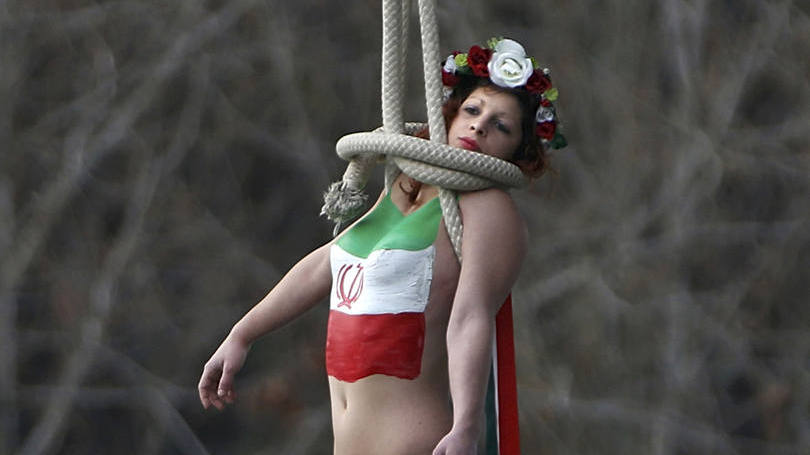 Visita iraniana: o grupo quis dar as boas-vindas ao "campeão do mundo em execuções públicas"