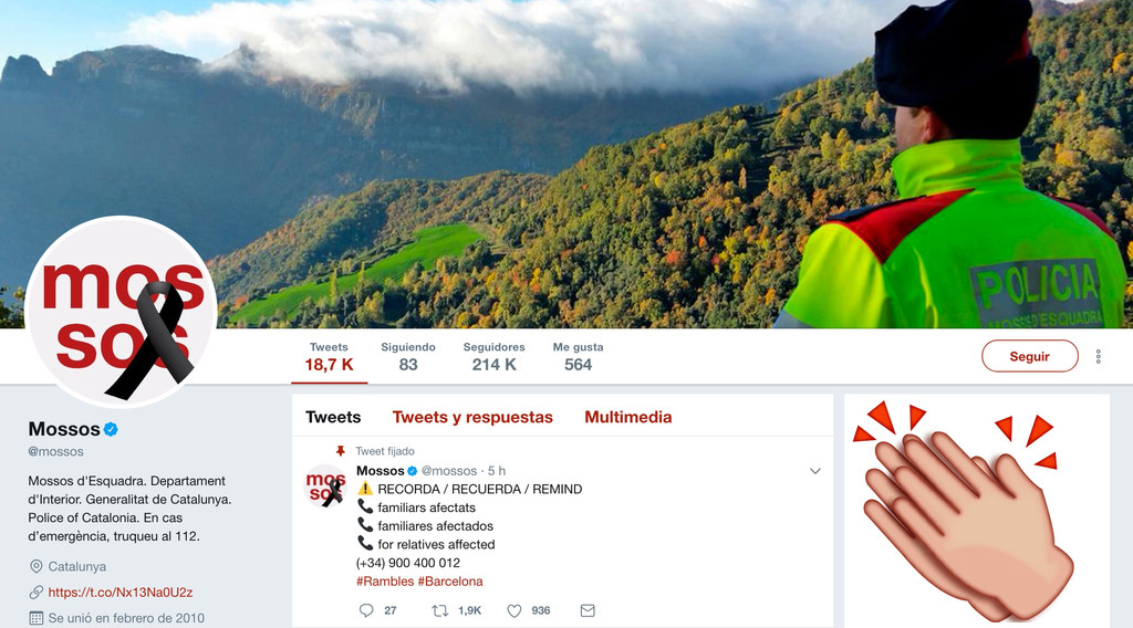 Twitter da polícia de Barcelona foi exemplo de comunicação eficaz em situação de catástrofe