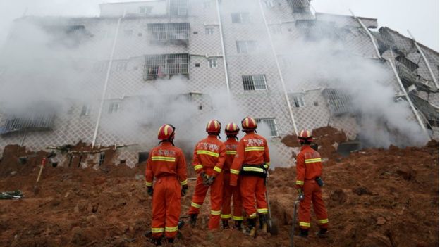 Um deslizamento de terra na província de Zhejiang